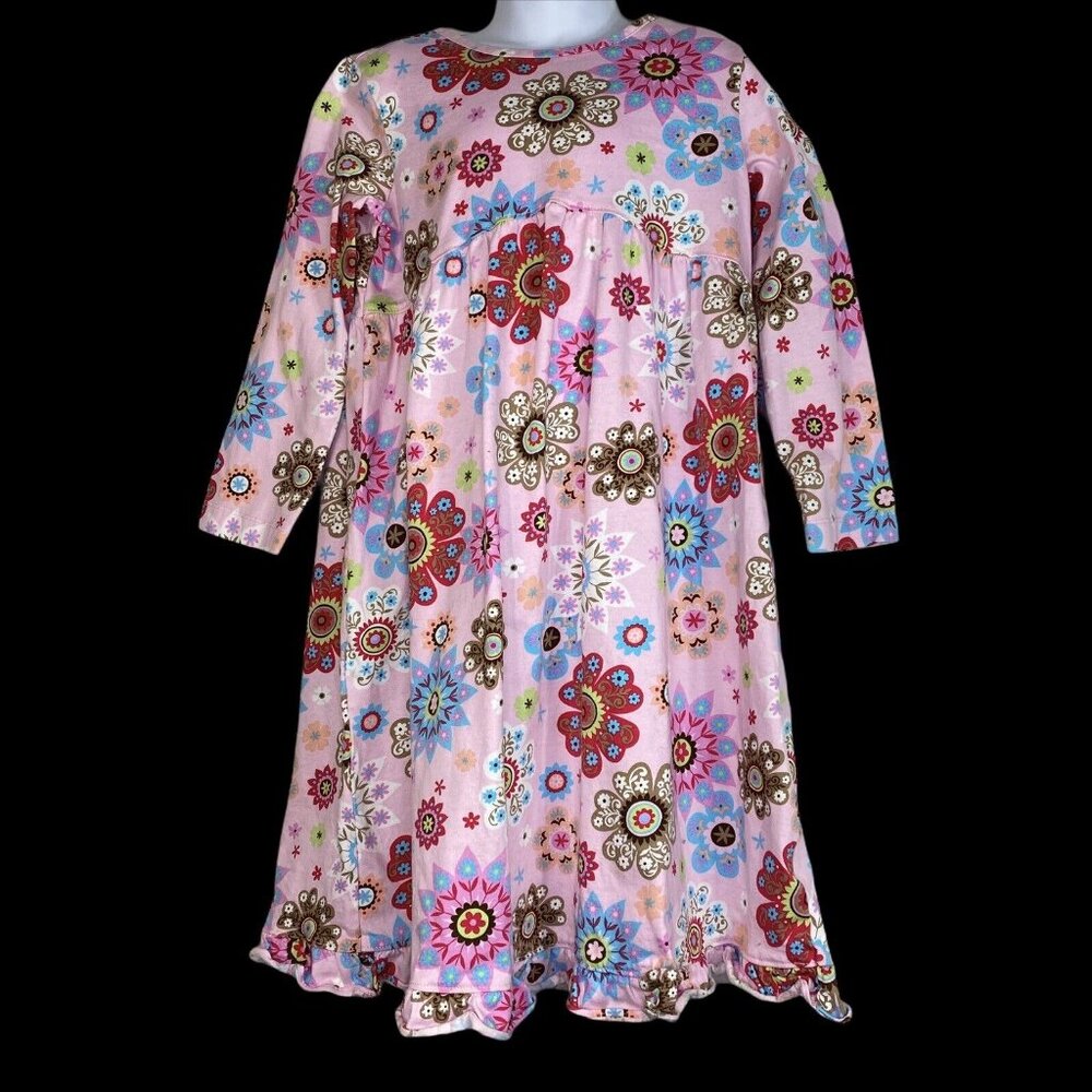 Hanna Andersson Pink Long Sleeve Cotton Floral Dress Girl’s US 7-10 130 - Picture 9 of 9